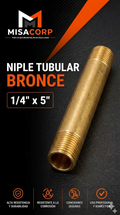 NIPLE BRONCE TUBULAR 1/4" x 5" LARGO
