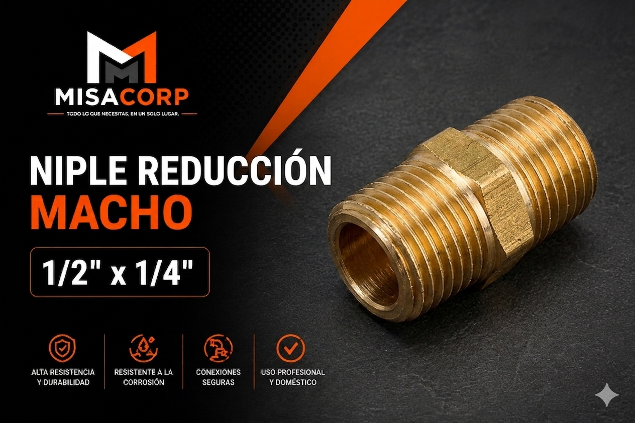 NIPLE REDUCCION BRONCE 1/2" A 1/4"