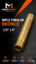 NIPLE BRONCE TUBULAR 1/2" x 5" LARGO