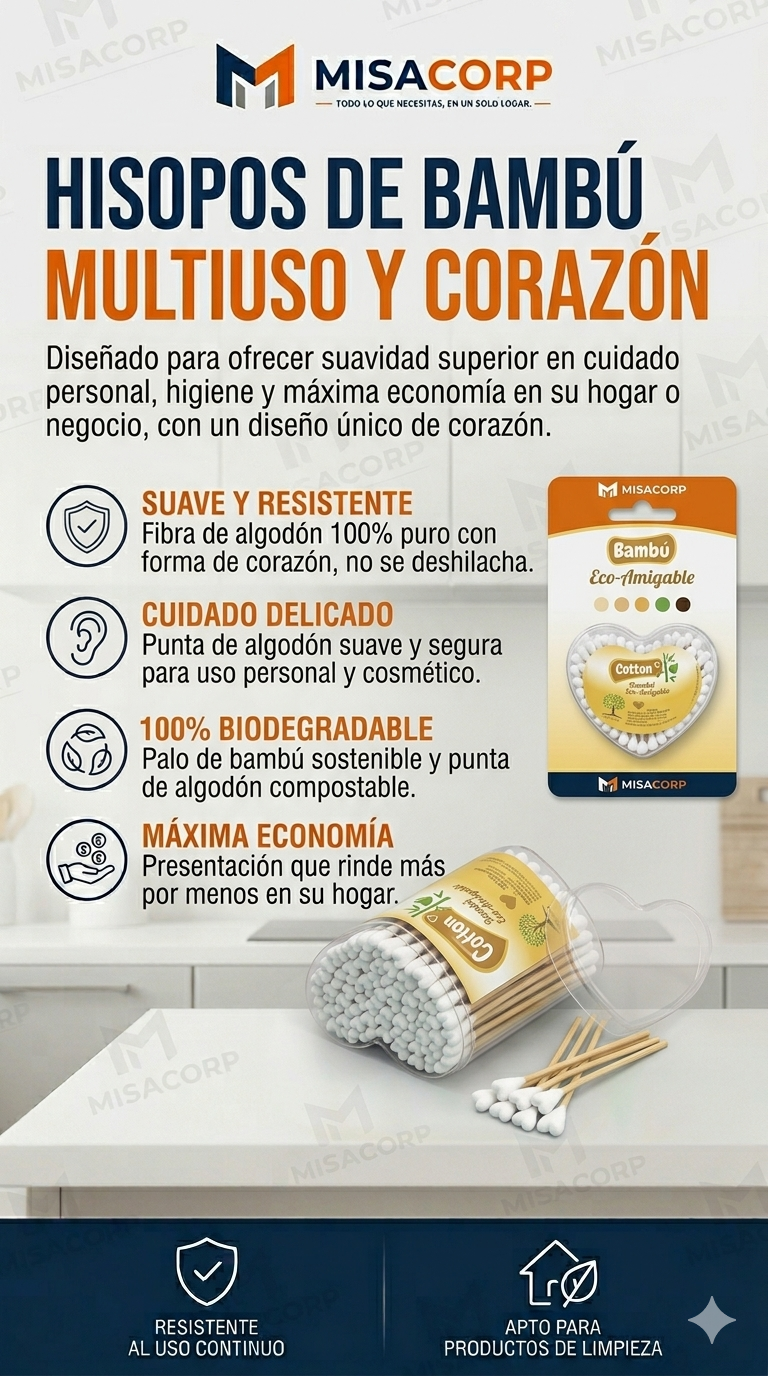 HISOPO OREJA BAMBÚ CORAZÓN