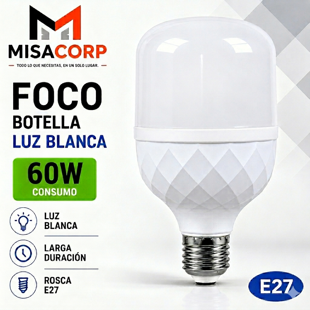 FOCO BOTELLA 60W LUZ BLANCA