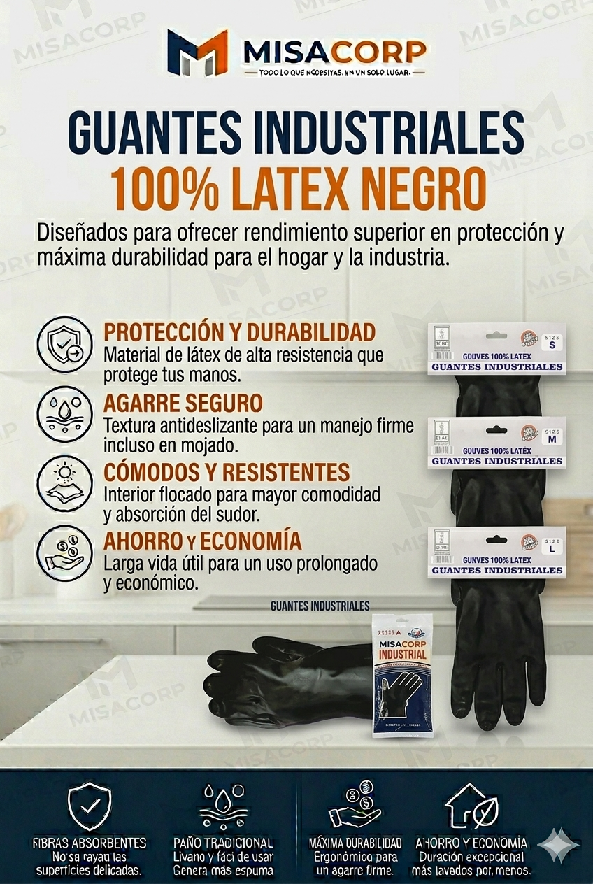 GUANTES LIMPIEZA NEGRO INDUSTRIAL
