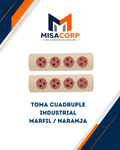 Toma Cuadruple Industrial Marfil Naranja