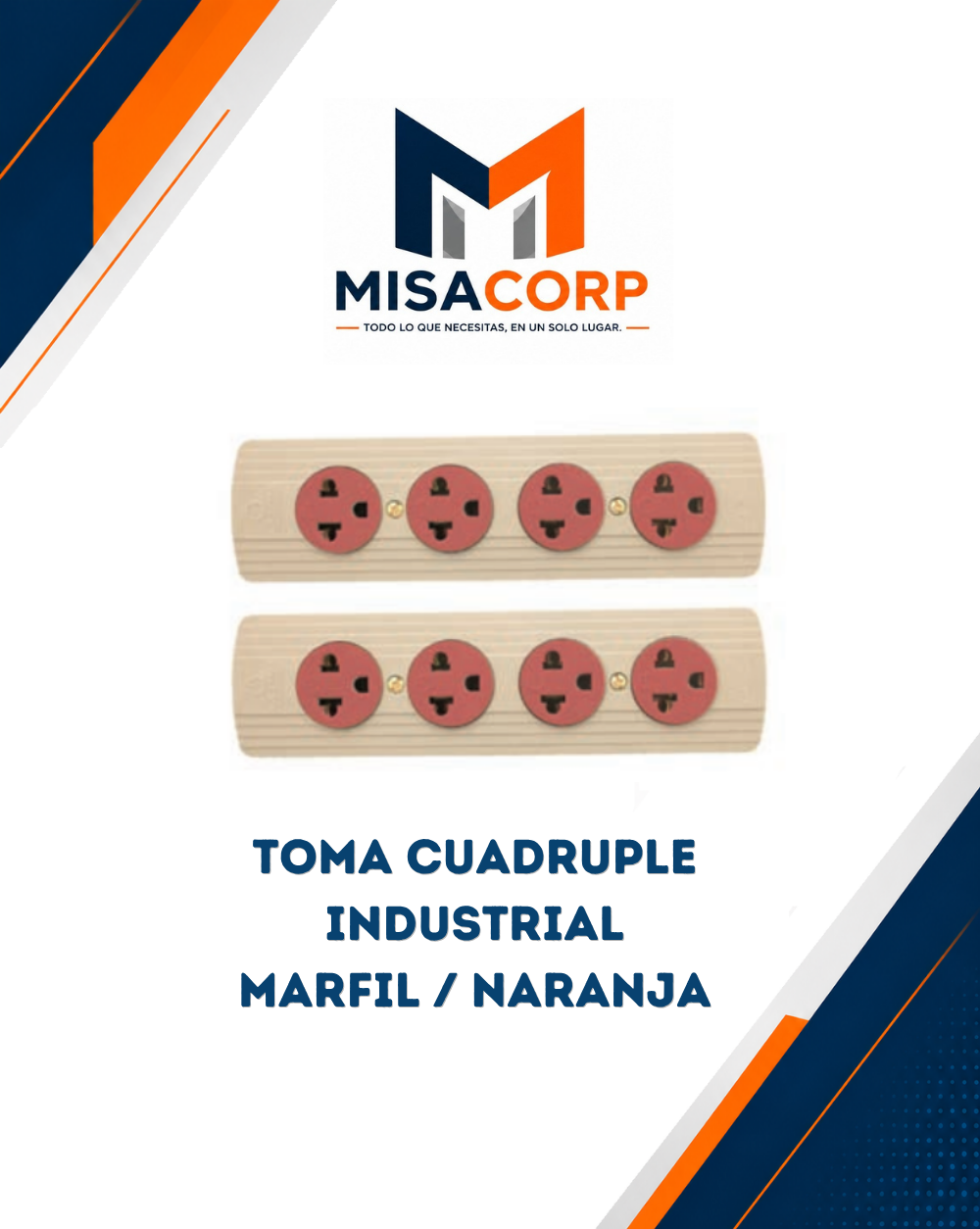 Toma Cuadruple Industrial Marfil Naranja