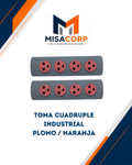 Toma Cuadruple Industrial Plomo Naranja