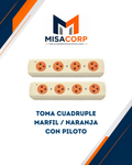 Toma Cuadruple Marfil Naranja Con Piloto