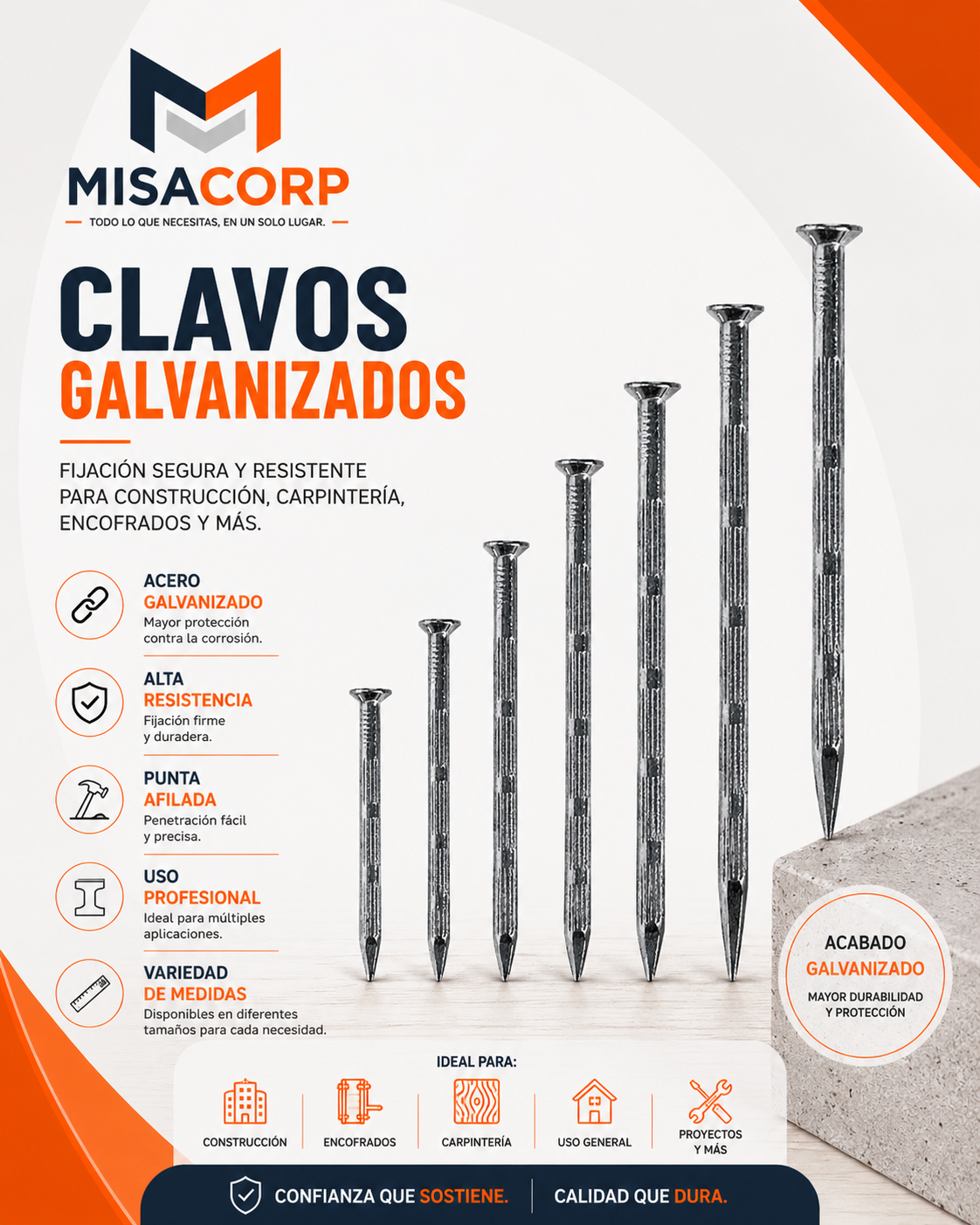 CLAVOS ACERO GALVANIZADO 1 1/2"
